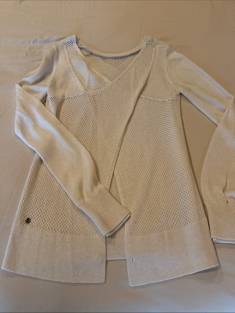 lululemon athletica Cream Mesh-Panel Wrap Cardigan